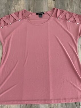 Adele & May Women’s Top Rhinestone Open Breathable Shoulder Sleeves XL